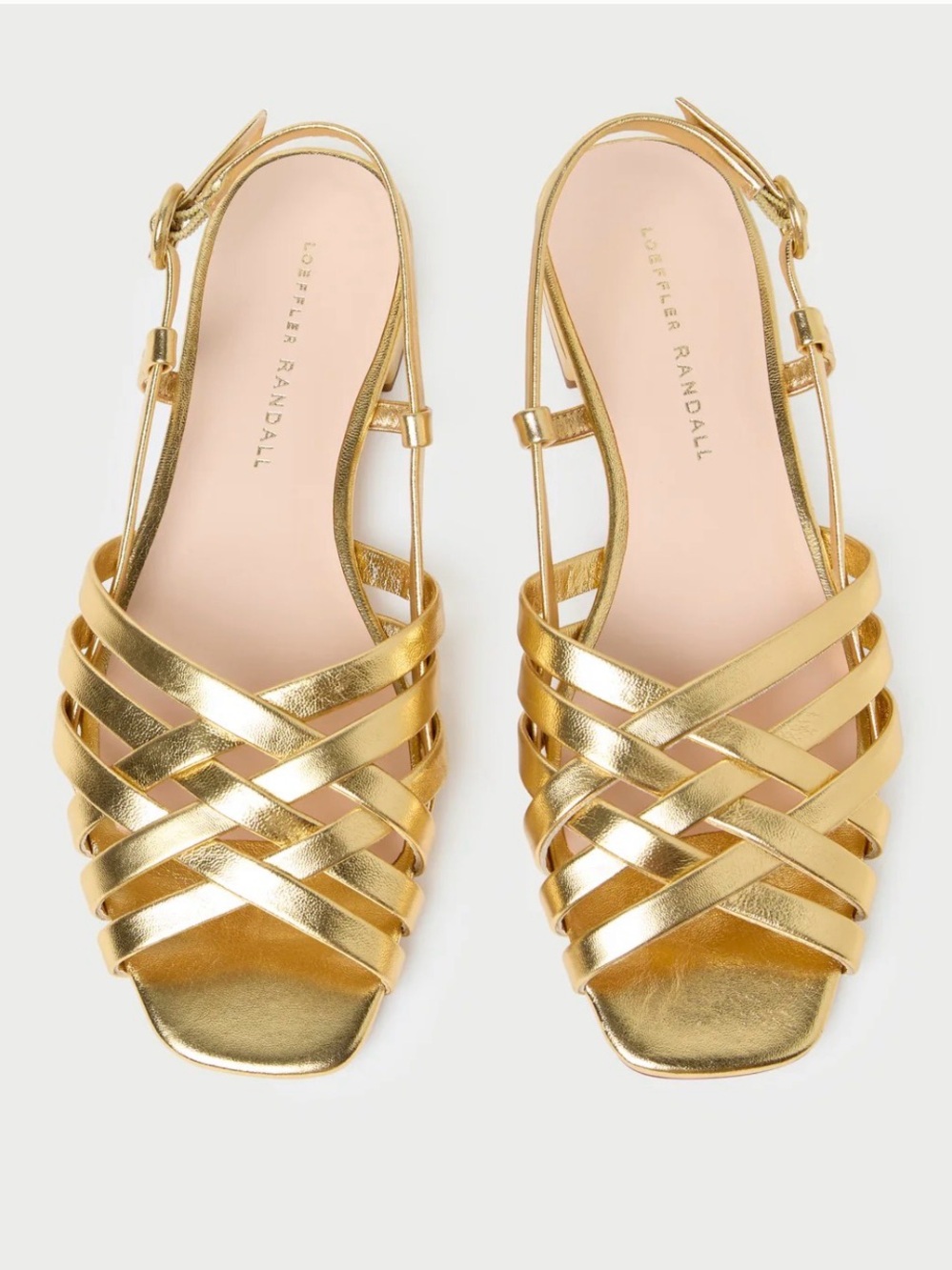 Loeffler Randall Metallic Gold Strappy Slingback Sandals Shelly woven 8.5 new